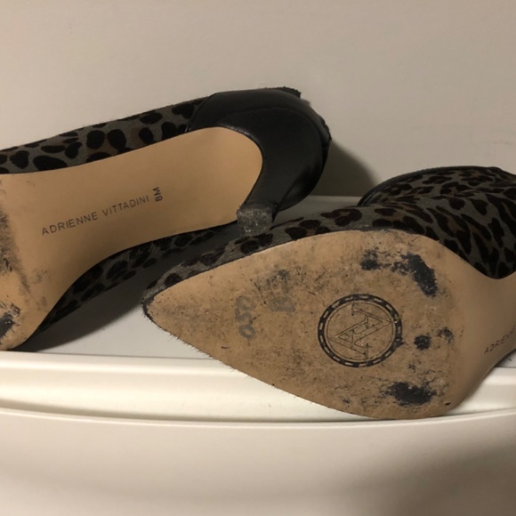Adrienne Vittadini leopard print fur bootie size 8 leather EUC - Picture 5 of 5